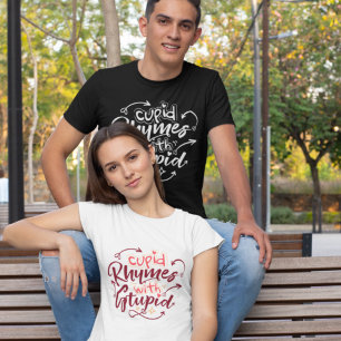 Camiseta Cúpido Rima Estúpido Anti-San Valentim Citação Div