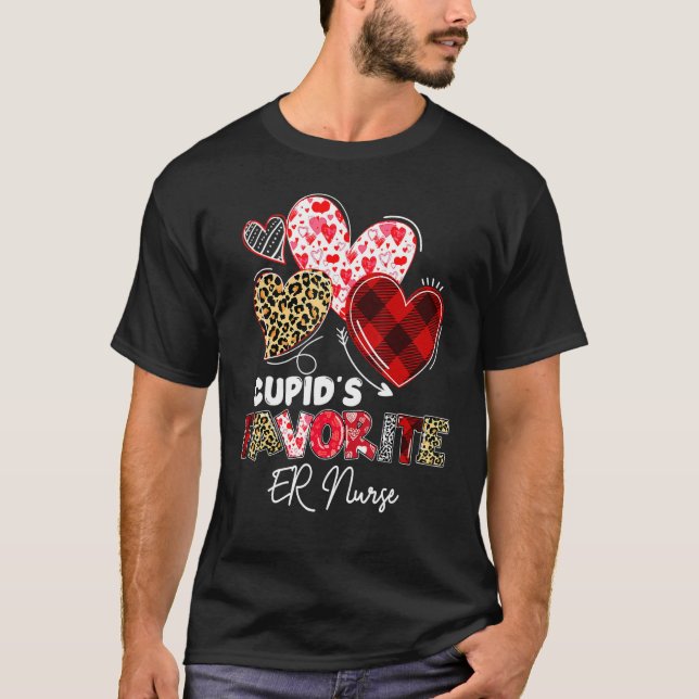 Camiseta Cupid's Favorite ER Emergency Nurse Valentine Buff (Frente)