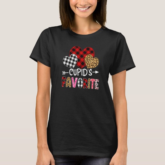 Camiseta Cupid's Favorite Funny Valentines Day Hearts Buffa (Frente)