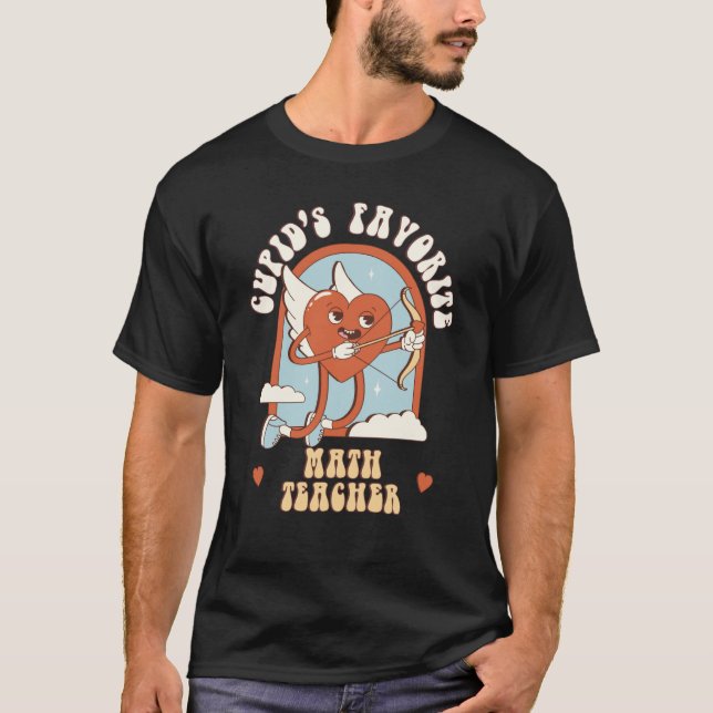Camiseta Cupid's Favorite Math Teacher Teacher Cute Groovy (Frente)