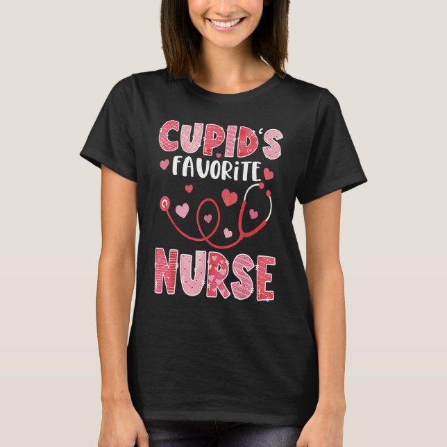 Camiseta Cupid's Favorite Nurse Valentine's Day (Frente)