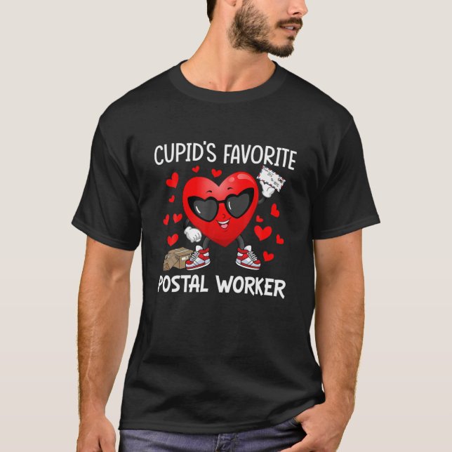 Camiseta Cupid's Favorite Postal Worker Mailman Happy Valen (Frente)