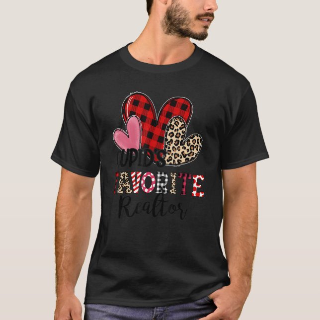Camiseta Cupid's Favorite Realtor Three Hearts Valentine's  (Frente)