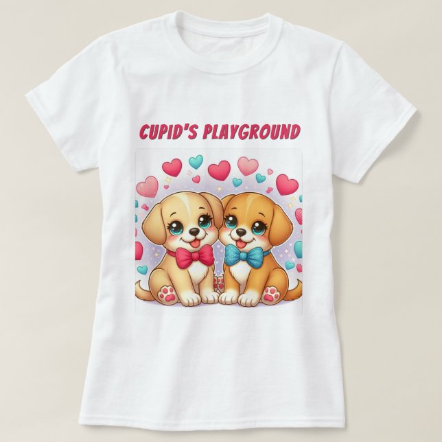 Camiseta Cuppies Bonitos: Campanha Cupido: Namorados (Frente do Design)