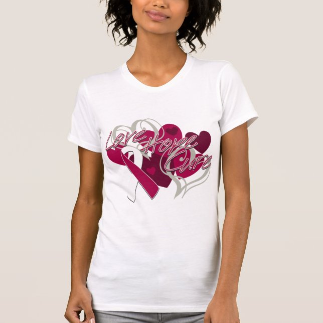 Camiseta Cura da esperança do amor do cancer de garganta (Frente)