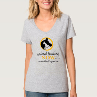 Camiseta Cura de animais agora T-shirt com pescoço-V femini