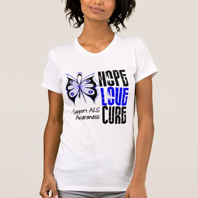 Camiseta Cura do amor da esperança da consciência do ALS (Frente)