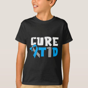 Camiseta Cura T1d Diabetes Sensibilização Tipo 1 Fita Azul