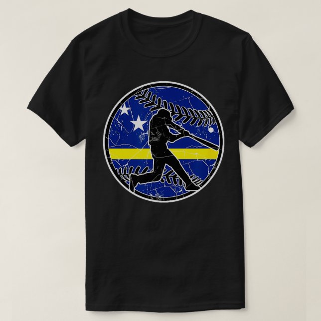 Camiseta Curacao Flag Baseball Hitter Baseball Cur Softball (Frente do Design)