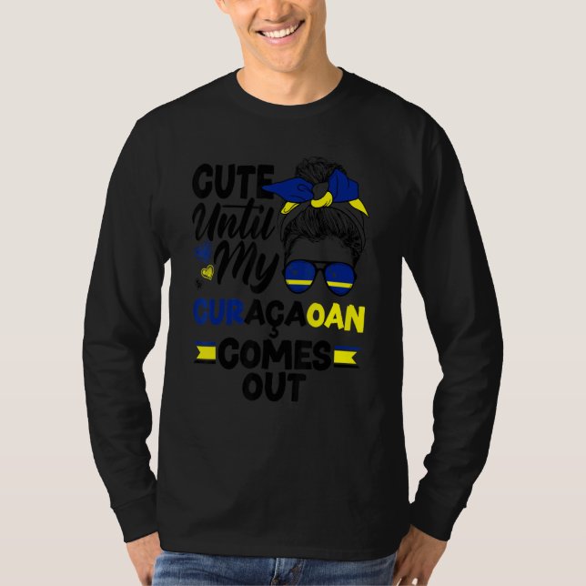 Camiseta Curacao Flag Cute Until My Curacaoan Comes Out (Frente)