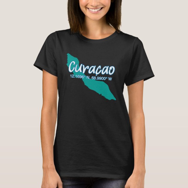 Camiseta Curacao Island Coordinates Tourist Vacation (Frente)