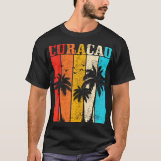 Camiseta Curacao Vintage Palm Trees Surfer Caribe