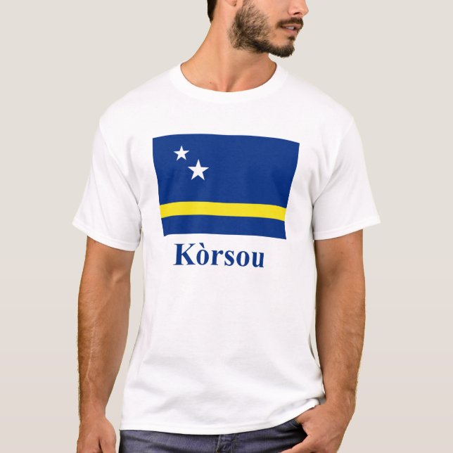 Camiseta Curaçau embandeira com nome em Papiamento (Frente)