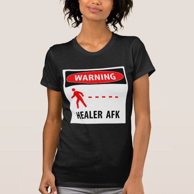 Camiseta Curandeiro de advertência AFK (Frente)