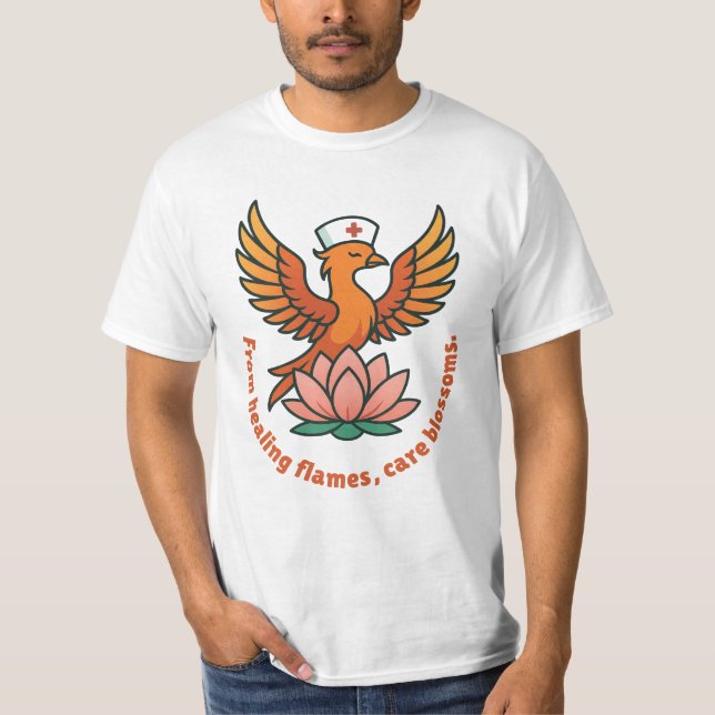 Camiseta Curando Fênix De Chamas De Curação, Blossomas De C (Frente)