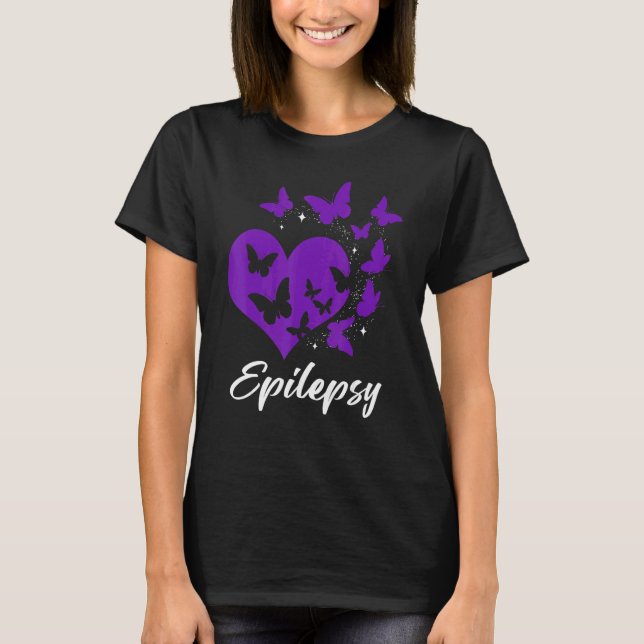 Camiseta Cure Epilepsy Awareness Day Warrior Butterfly Purp (Frente)