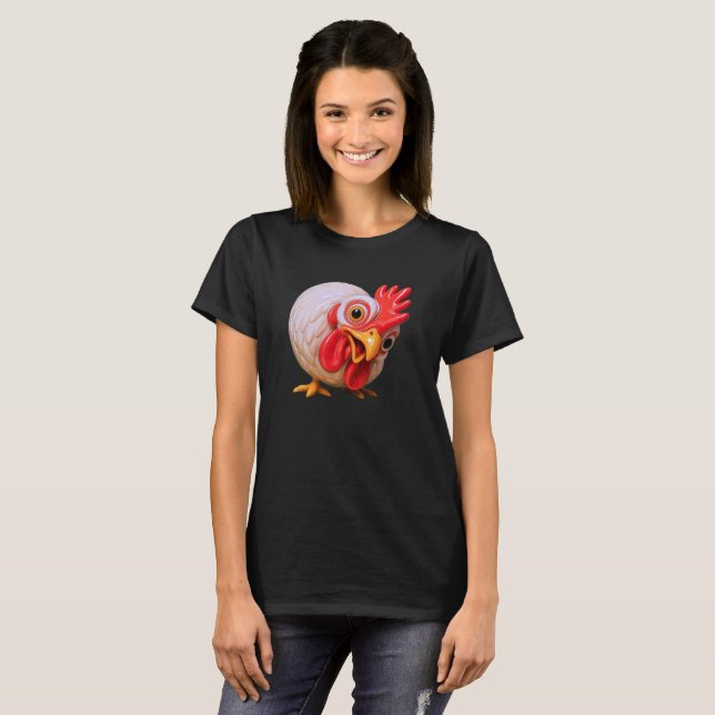 Camiseta Curieuse comme une poule (Frente Completa)