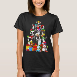 Camiseta Curiosa Boston Terrier Árvore de Natal Luzes de Ca