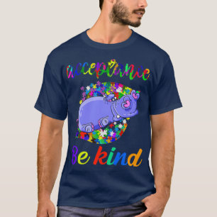 Camiseta Curiosa Engraçada Hippo Autismo Crianças de Consci
