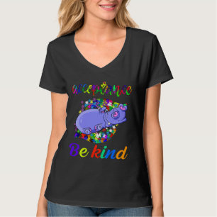 Camiseta Curiosa Engraçada Hippo Autismo Crianças de Consci