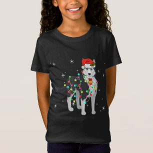Camiseta Curiosa Siberian Husky Cachorro Luzes De Natal Pup