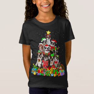 Camiseta Curioso Boston Terrier Cachorro Árvore De Natal Lu