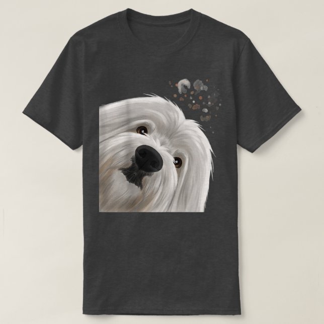 Camiseta Curioso Cachorro Algodão de Tulear (Frente do Design)