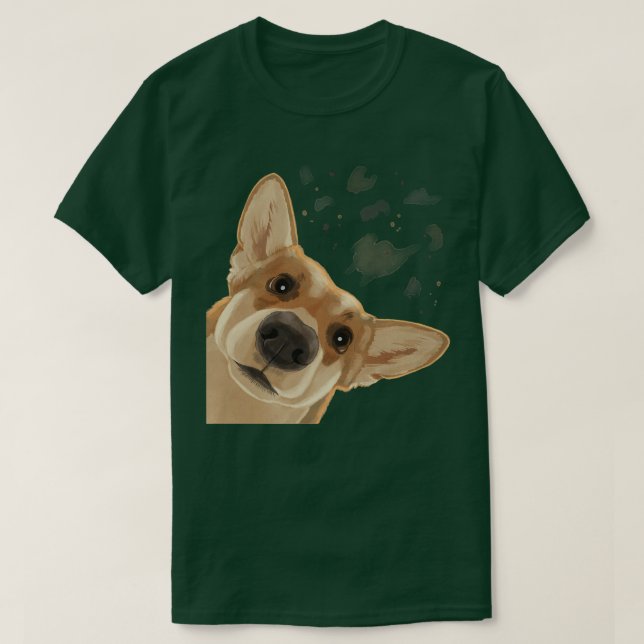 Camiseta Curioso Cachorro Welsh Corgi  (Frente do Design)