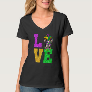 Camiseta Curioso Eu Amo Mardi Gras Boston Terrier Dog Puppy