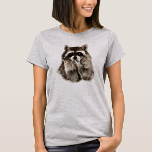 Camiseta Curioso guaxinim soprando beija arte animal humorí