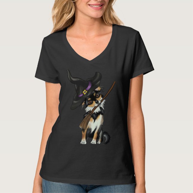 Camiseta Curioso Halloween Long Hair Chihuahua Que Cachorro (Frente)