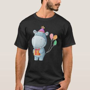 Camiseta Curioso Hippo Com Animais Cute De Balão Amam Nasc