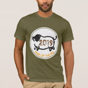Camiseta Curioso Porco Chinês do Ano Zodiac Men Tee