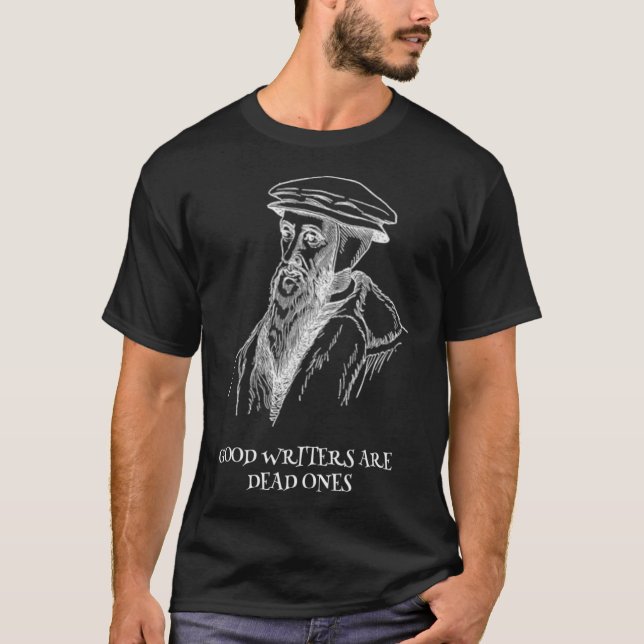 Camiseta Curioso Puritano Calvinista Cristão para o Dia das (Frente)