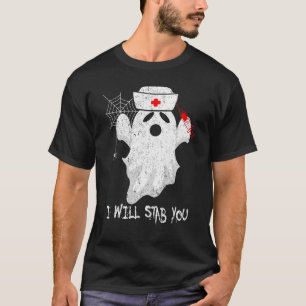 Camiseta Curioso Vou Esfaqueá-La Enfermeira Fantasma Hallow
