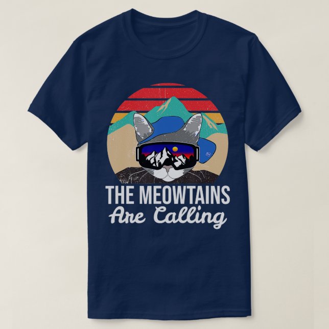 Camiseta Curiosos Pássaros de Gato de Esqui que os Meueiros (Frente do Design)