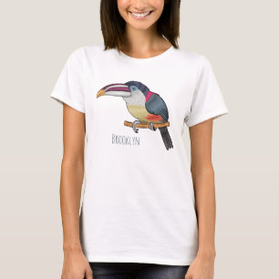 Camiseta Curl crested aracari bird cartoon illustration 