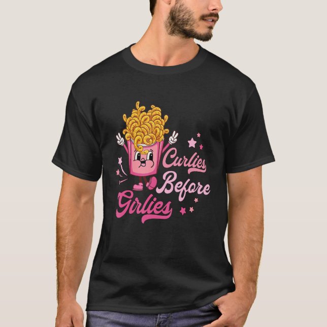 Camiseta Curlies Before Girlies Valentines Day French Fries (Frente)
