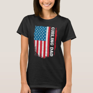Camiseta Curling America Pai Flag Patriot Vintage