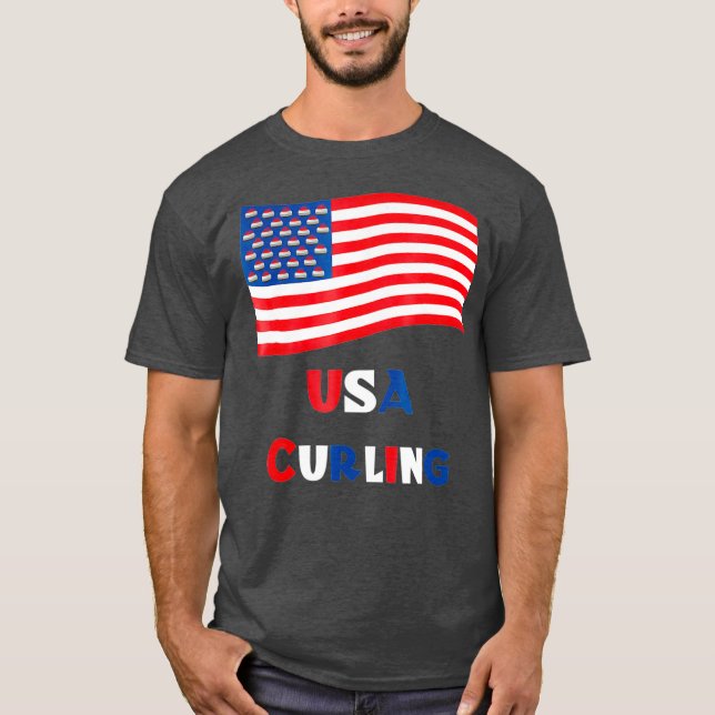 Camiseta Curling American Curler Tshirt USA Curling Tee (Frente)
