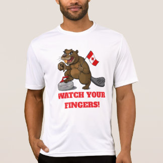 Camiseta Curling beaver with flag - watch your fingers!