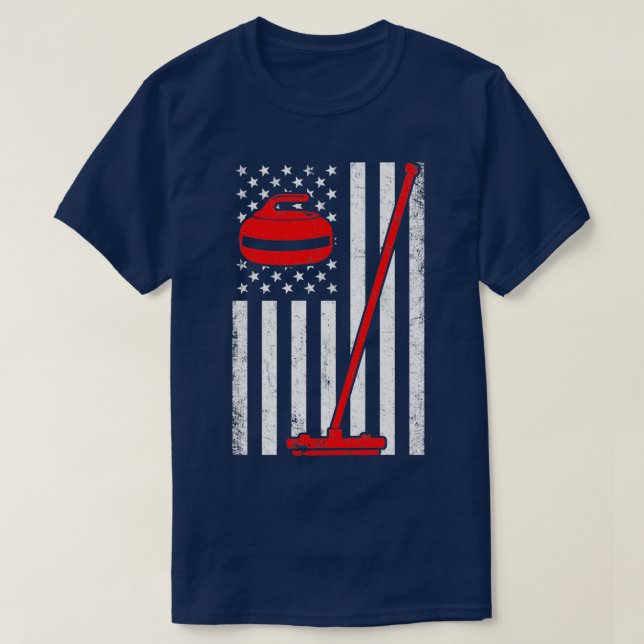 Camiseta Curling da bandeira americana (Frente do Design)