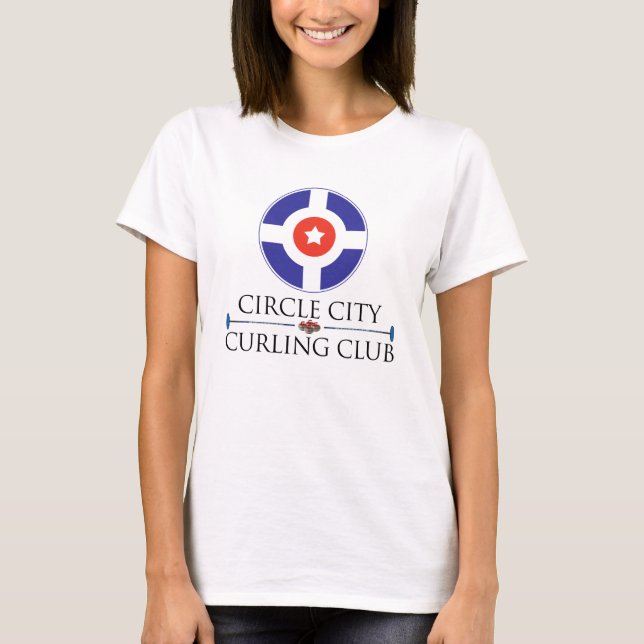 Camiseta Curling de Círculo - Capa Longa das Mulheres (Fit) (Frente)