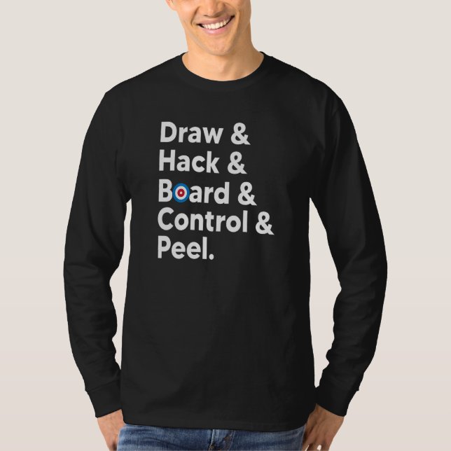 Camiseta Curling Desenhar Hack Conselho Controle de Pele Cu (Frente)