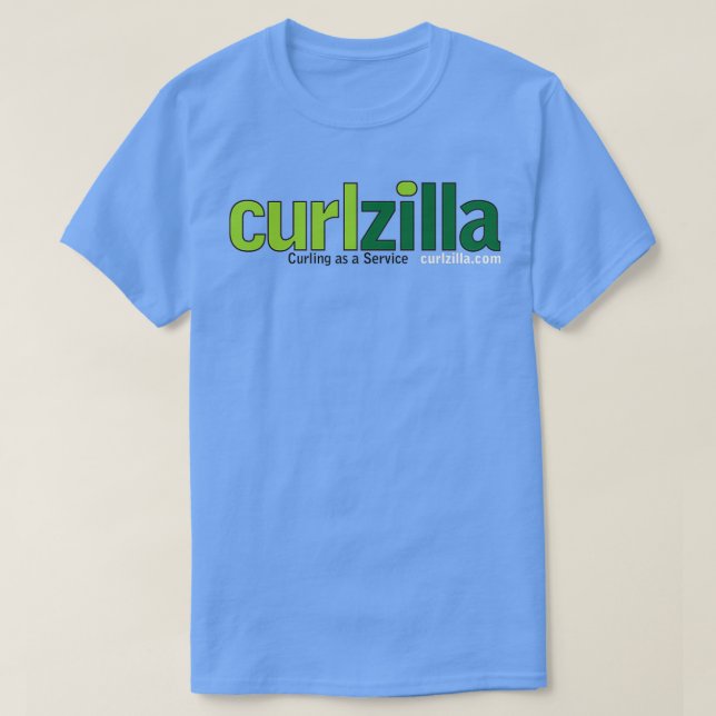 Camiseta Curling do Curlzilla como logotipo de serviço (Frente do Design)