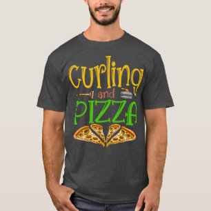 Camiseta Curling E Pizza Comida Engraçada Dando Presente