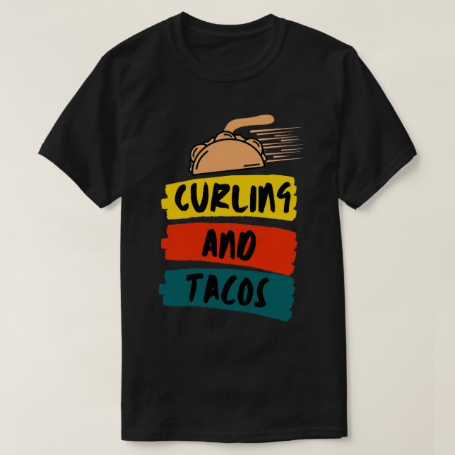 Camiseta Curling E Tacos Engraçado 2 (Frente do Design)
