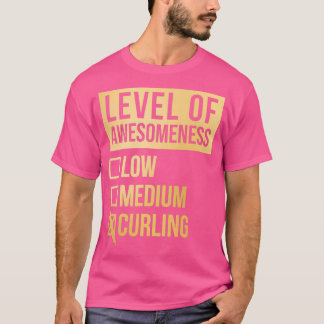 Camiseta Curling Engraçado Nível de Curling em Dourado