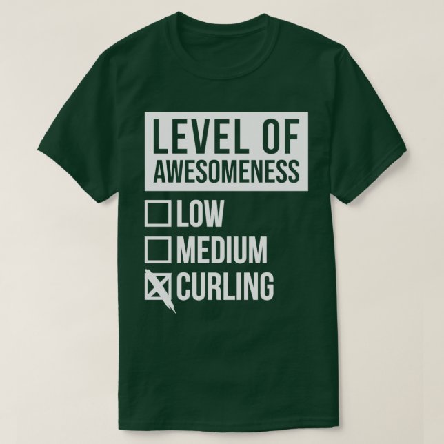 Camiseta Curling Engraçado Nível de Curling para Mulheres (Frente do Design)
