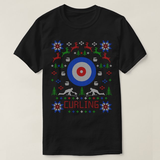 Camiseta Curling Fan Christmas Ufly Christmas Sweater Curle (Frente do Design)